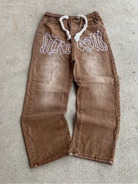 Y2k Embroidered Baggy Jeans